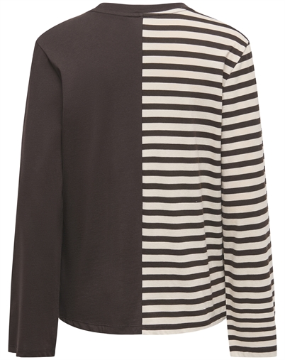 Only - ONLAva L/S Half Striped T-Shirt - Black Coffee
